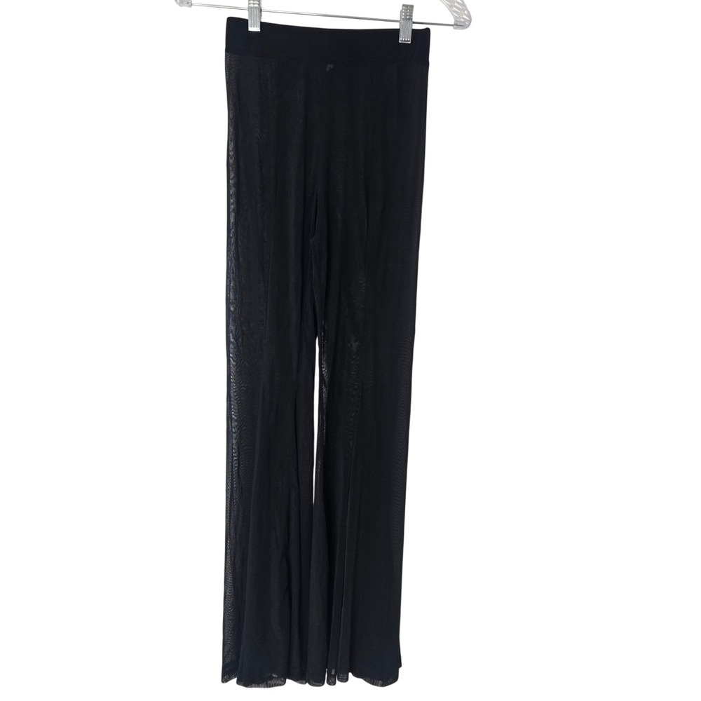 Sofsy Black‎ Mesh Wide Leg Flowy Pants Cover Up Sheer Lounge Size S